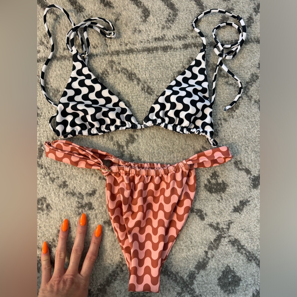 Skatie no longer sold, Dogtown bikini top and Slater bikini bottom.